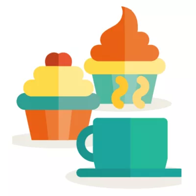 Tea and cake illustration